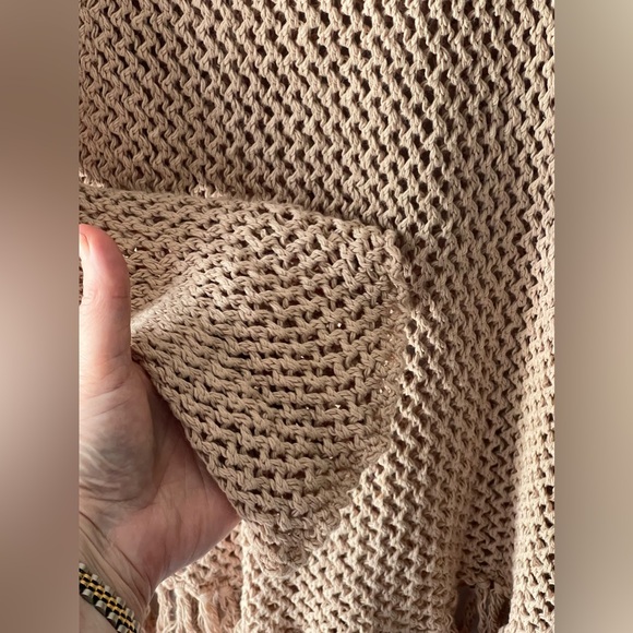 MICHAEL STARS KNIT/CROCHET/MESH HOODED SWIM COVER UP OR SWIM DRESS IN TAN SZ M/L - Picture 5 of 10